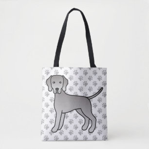 Weimaraner Hund Söt Tecknad Illustration & Tassar Tygkasse