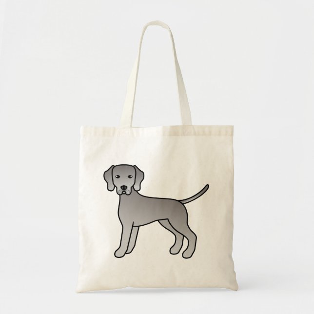 Weimaraner Hund Söt Tecknad Illustration Tygkasse (Framsidan)