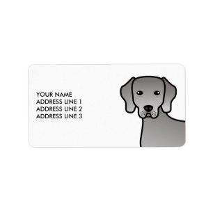 Weimaraner Hund Söt Tecknad Teckning & Anpassad Te Adressetikett