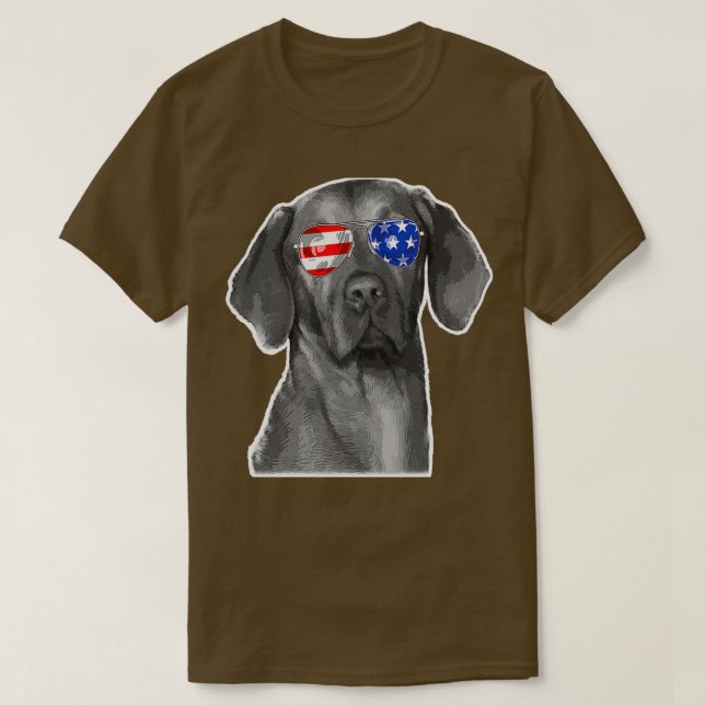 Weimaraner Hund Sunglasses Flagga T Shirt (Design framsida)