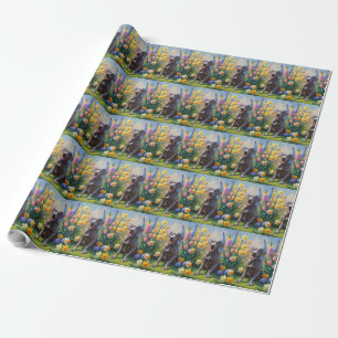 Weimaraner Hund Vårblommor Målning Presentpapper