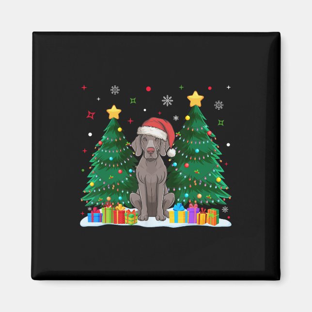 Weimaraner Hundälskares Santa Hat Ugly jul Swe Magnet (Framsidan)