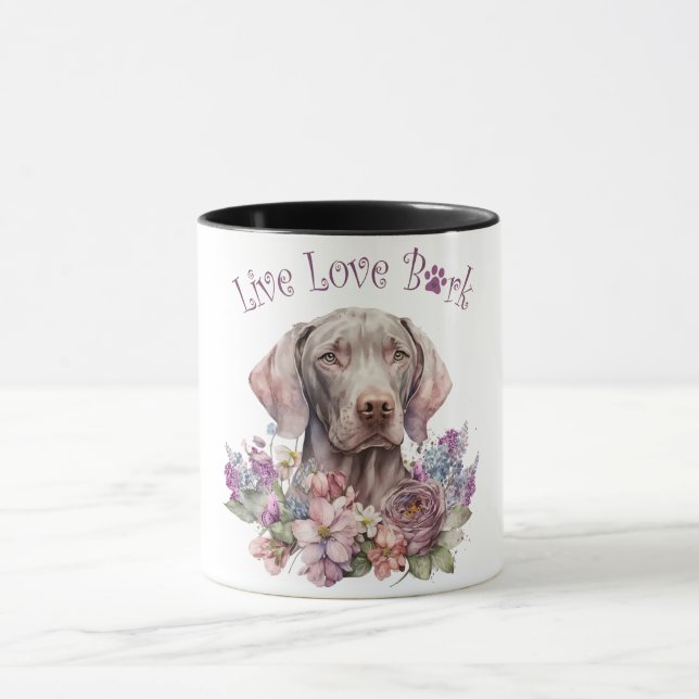 Weimaraner Hundmamma Blommig Mugg (Center)