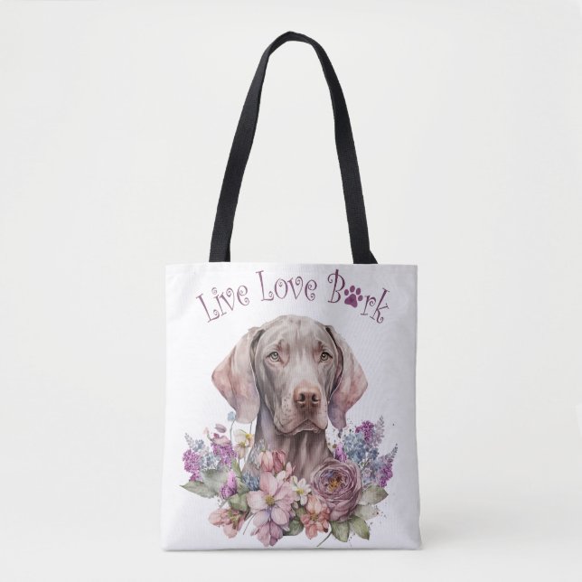 Weimaraner Hundmamma Blommig Tygkasse (Framsida)