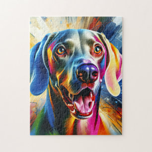 Weimaraner Hundporträtt Akryl Konsttryck Hund Pussel