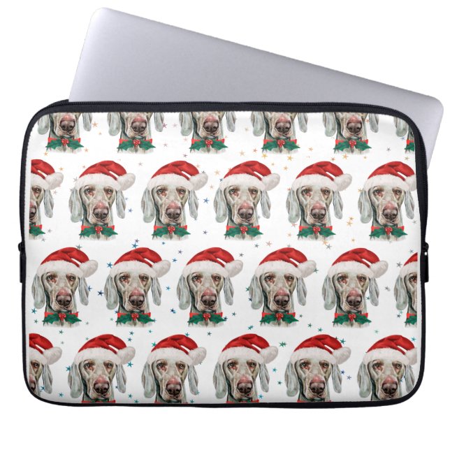 Weimaraner Hundras Christmas Stjärnor Laptop Fodral (Framsidan)