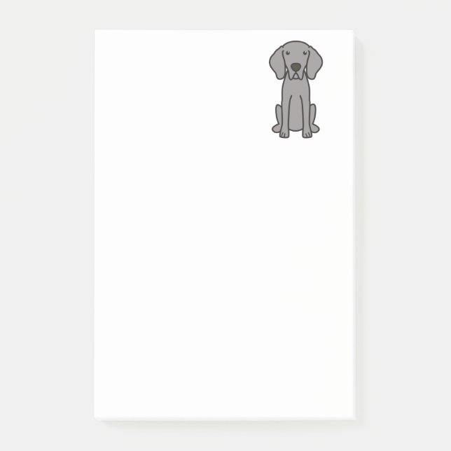 Weimaraner hundtecknad post-it block (Framsida)