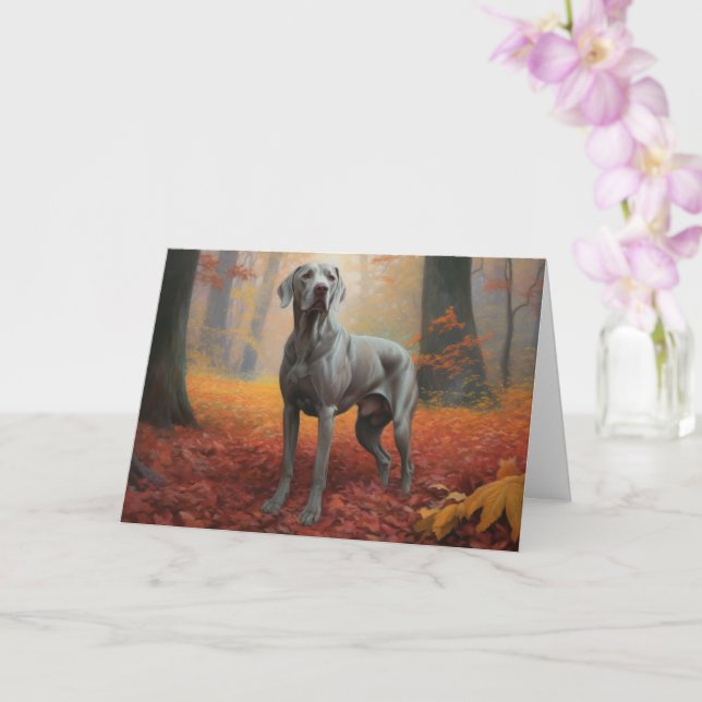 Weimaraner i höstlöv Fall Inspire Kort (Orkide)