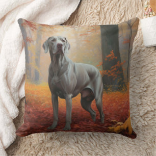 Weimaraner i höstlöv Fall Inspire Kudde