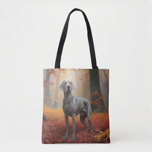 Weimaraner i höstlöv Fall Inspire Tygkasse (Framsida)