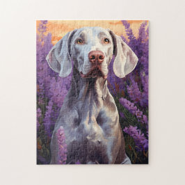 Weimaraner i Lavender fält Pussel
