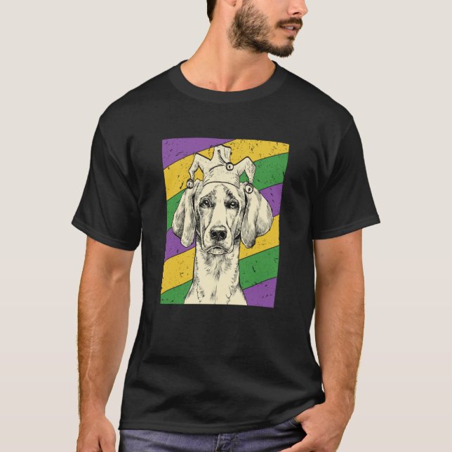 Weimaraner Jester Mardi Gras Dog Mom or Dad T Shirt (Framsida)