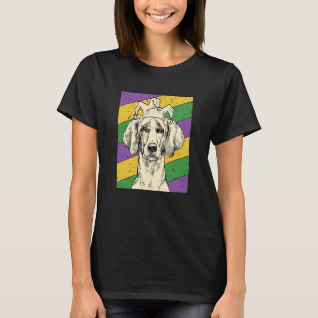 Weimaraner Jester Mardi Gras Dog Mom or Dad T Shirt (Framsida)