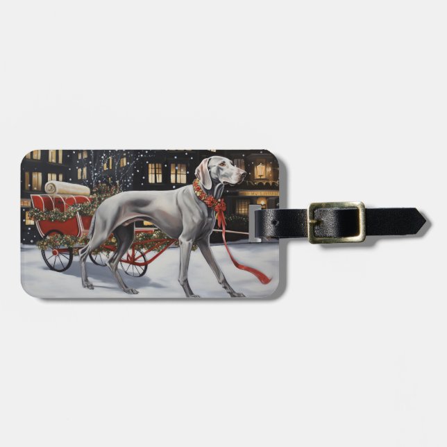 Weimaraner jul - helgsäsong bagagebricka (Horisontell Framsida)