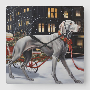 Weimaraner jul - helgsäsong fyrkantig klocka