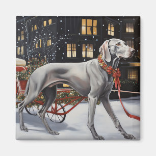 Weimaraner jul - helgsäsong magnet