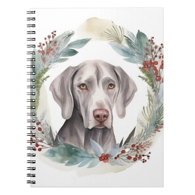 Weimaraner jul Utandning Festive Valp Anteckningsbok (Framsidan)