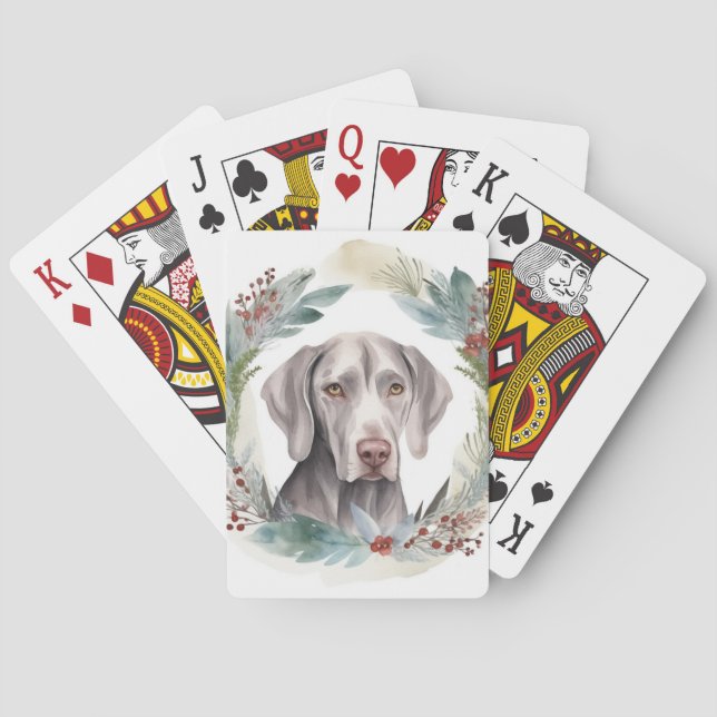 Weimaraner jul Utandning Festive Valp Casinokort (Baksidan)