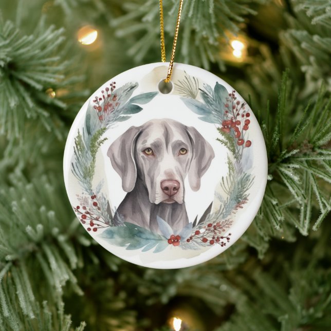 Weimaraner jul Utandning Festive Valp Julgransprydnad Keramik (Träd)