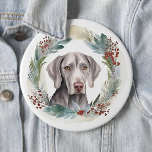 Weimaraner jul Utandning Festive Valp Knapp