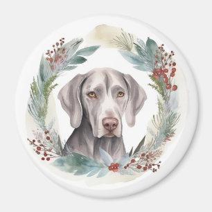 Weimaraner jul Utandning Festive Valp Magnet