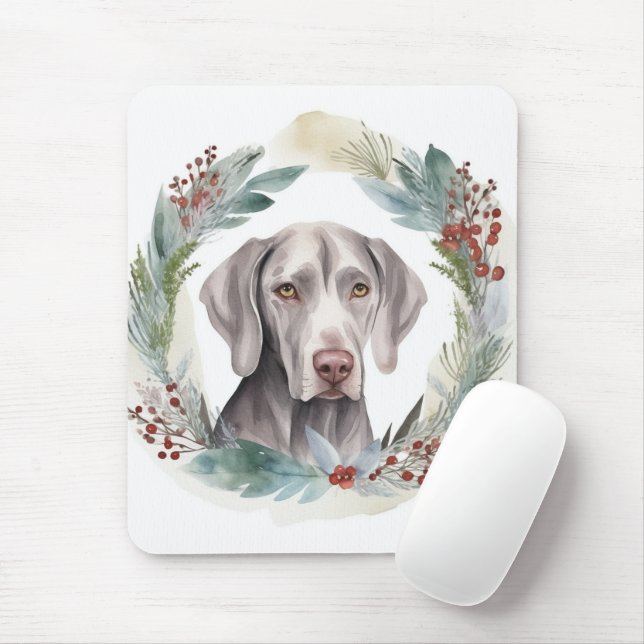 Weimaraner jul Utandning Festive Valp Musmatta (Med mus)