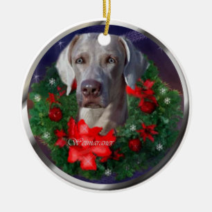 Weimaraner julgåvor julgransprydnad keramik