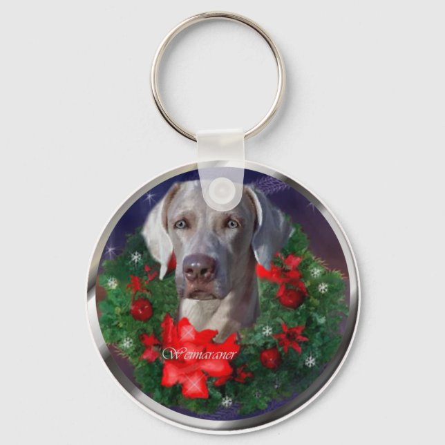 Weimaraner-julklappar Nyckelring (Framsida)