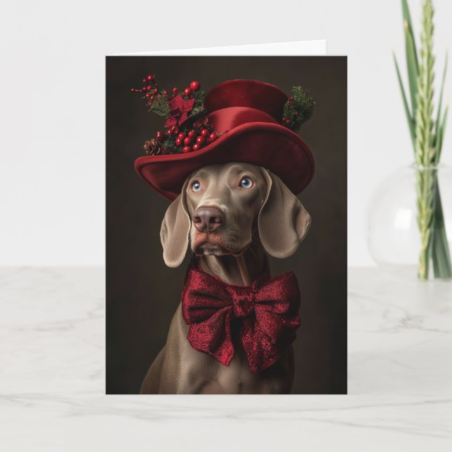 Weimaraner Julkort Elegant Viktoriansk Hund Helgkort (Framsida)