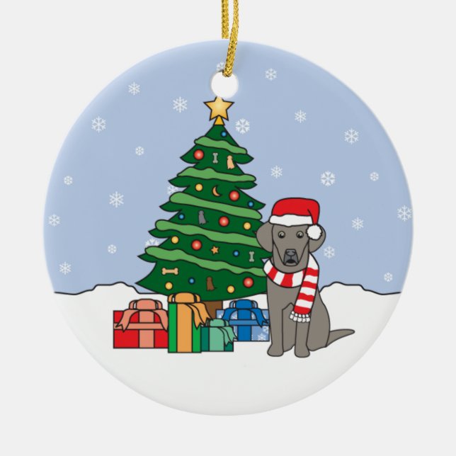Weimaraner julprydnad julgransprydnad keramik (Framsidan)