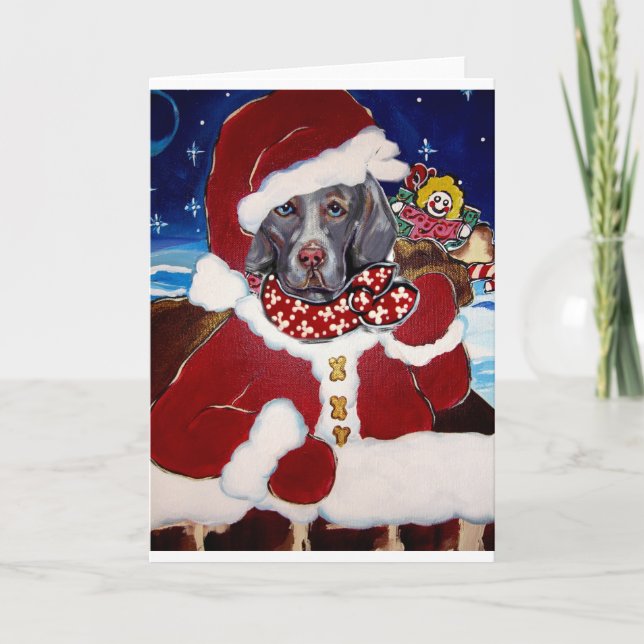Weimaraner Jultomte Helgkort (Framsida)