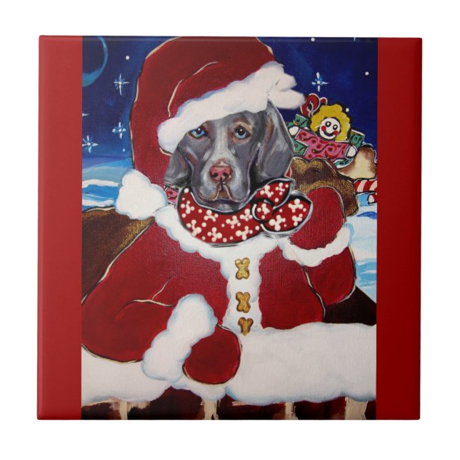 Weimaraner Jultomte Kakelplatta (Framsidan)