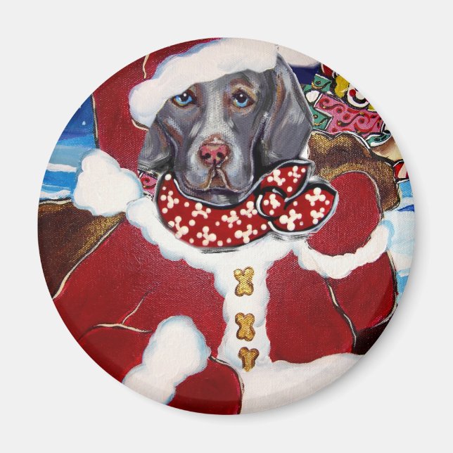 Weimaraner Jultomte Magnet (Framsidan)
