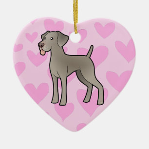 Weimaraner kärlek (tillfoga ditt egna meddelande) julgransprydnad keramik
