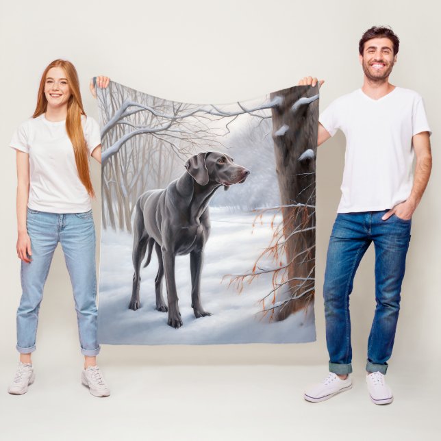 Weimaraner Låt det snöa jul Fleecefilt (På plats)