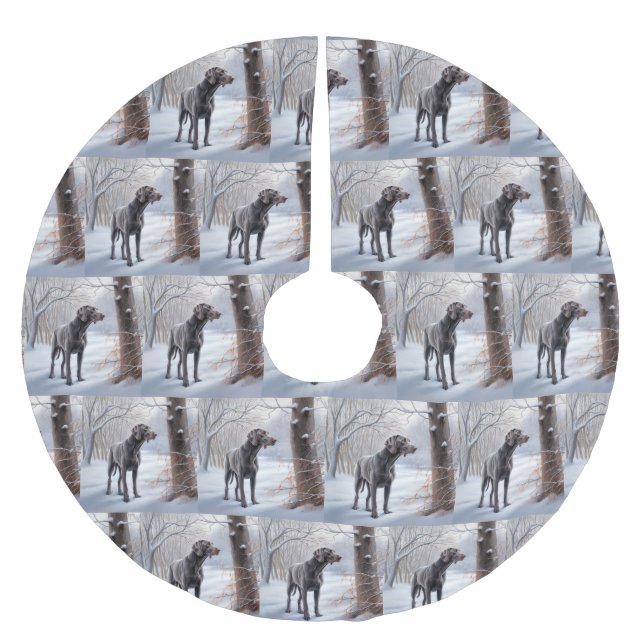 Weimaraner Låt det snöa jul Julgransmatta Borstad Polyester (Framsidan)