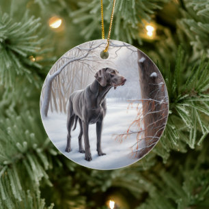 Weimaraner Låt det snöa jul Julgransprydnad Keramik