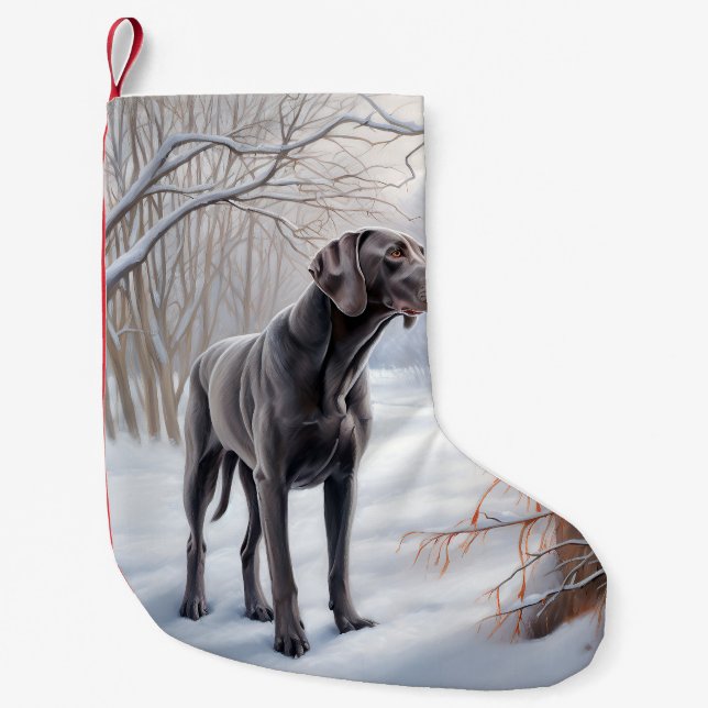 Weimaraner Låt det snöa jul Liten Julstrumpa (Framsidan)