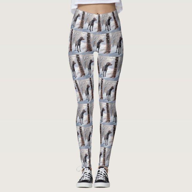 Weimaraner Let It Snow Jul Leggings (Framsida)