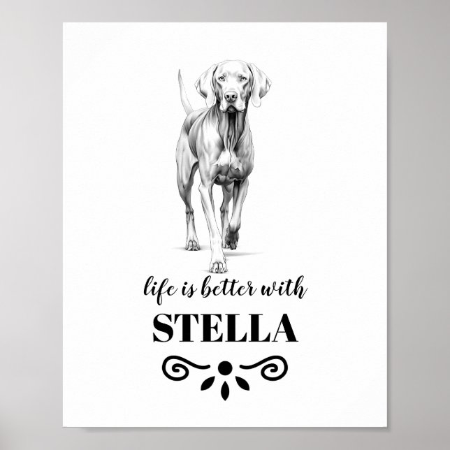 Weimaraner Life är bättre med Anpassningsbar Hund  Poster (Framsidan)