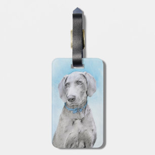 Weimaraner-målning - Cute Original Hund Art Bagagebricka