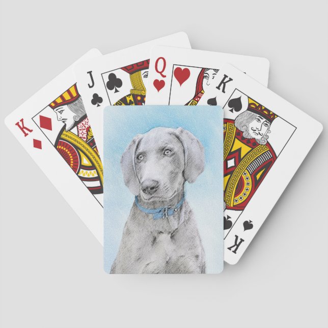 Weimaraner-målning - Cute Original Hund Art Casinokort (Baksidan)