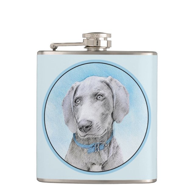 Weimaraner-målning - Cute Original Hund Art Fickplunta (Framsidan)