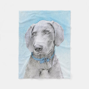 Weimaraner-målning - Cute Original Hund Art Fleecefilt