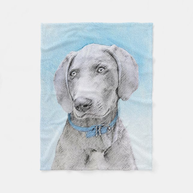 Weimaraner-målning - Cute Original Hund Art Fleecefilt (Framsidan)