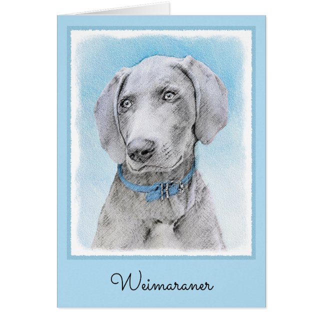 Weimaraner-målning - Cute Original Hund Art Hälsningskort (Framsidan)