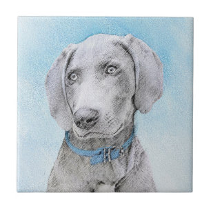 Weimaraner-målning - Cute Original Hund Art Kakelplatta