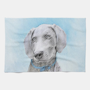 Weimaraner-målning - Cute Original Hund Art Kökshandduk