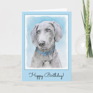 Weimaraner-målning - Cute Original Hund Art Kort