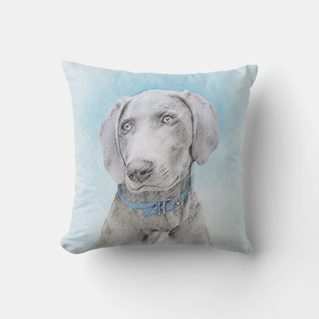 Weimaraner-målning - Cute Original Hund Art Kudde (Framsida)